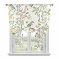 thumbnail image 2 of Red Flower Tie Up Curtain 63 Inches Long, Bird Green Leaf Branch Pastoral Flowers Balloon Style Kitchen Window Curtain Over Sink, Small Window Rod Pocket Curtain 52"x63", 2 of 9