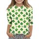 thumbnail image 2 of Blusas y camisas de manga larga con cuello redondo, informales, con estampado del Día de San Patricio, de manga tres cuartos y cuello redondo, para niños de talla mediana y grande., 2 of 6