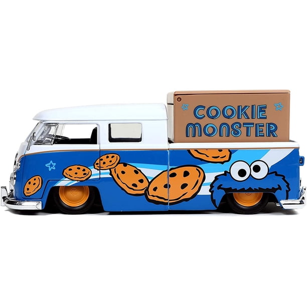 Jada Diecast VW Bus with Cookie Monster Figure for Playgrounds
