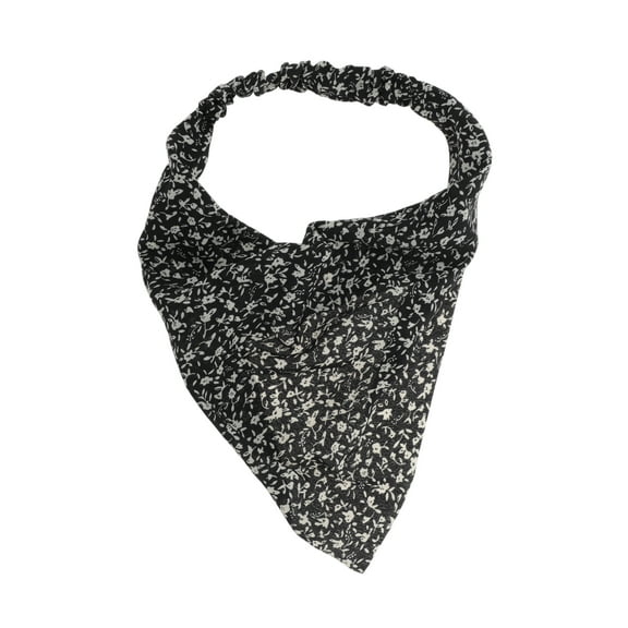Unique Bargains Women's 1pc Fashion Ditsy Floral Headwrap 8.86''x9.65'' Black