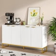thumbnail image 2 of Fluted Sideboard Buffet Cabinet with Storage, Modern 4 Door Fluted Credenza Accent Cabinet Buffet Cabinet with Adjustable Shelves, Bar Cabinet Cupboard for Home & Kitchen Dining Room, 2 of 7