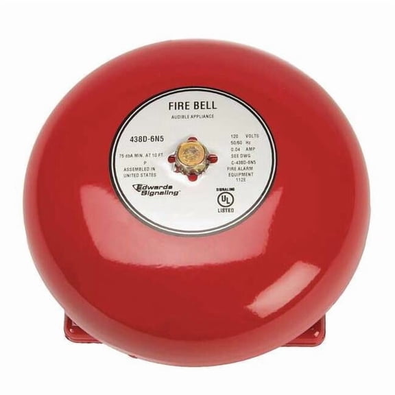 Edwards Signaling Fire Bell,Red,6 In. 438D-6N5-R