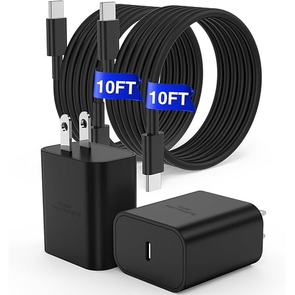 𝟐𝐏𝐚𝐜𝐤 45W Super Fast Charger Type C, for Samsung Galaxy S26  S25 Charger Block with 10FT Type C Charging Cord for Samsung Galaxy S26 S25 S24 /Ultra/S22/S21, iPhone 17 Air/16/15 Pro,Pro Max,Plus