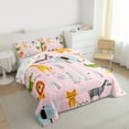 thumbnail image 3 of Homewish Zoo Animal Queen Comforter Set (3-Piece) Hippo Giraffe Zebra Lion Reversible Decor For Teens, 3 of 8