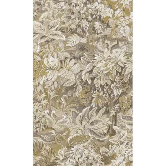Yellow Beige Floral Foliage Floral Wallpaper