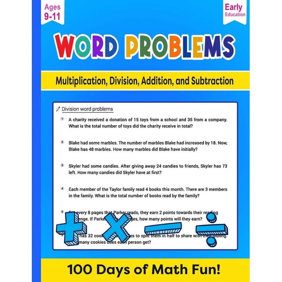 Math Word Problems: Multiplication, Division, Addition, and Subtraction, (Paperback)