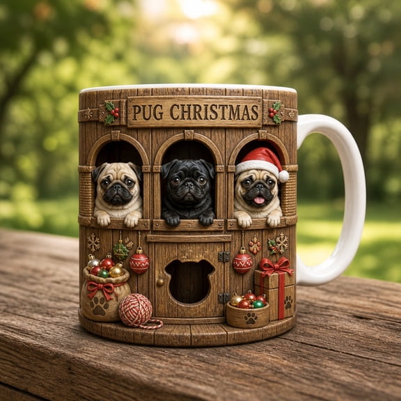 Coffee Mug Pug Christmas Ceramic Coffee Cup for Holiday Sips Pug Lovers