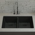 thumbnail image 5 of 32" x 19" Quartz Kitchen Sink, 50/50 Double Bowl Kitchen Sinks, Drop-in Sink, Undermount Sink, Galaxy Black Kitchen Sink, Double Sink Kitchen, Grids, Strainer and Flange, Lexicon Platinum LP-5050-K, 5 of 10