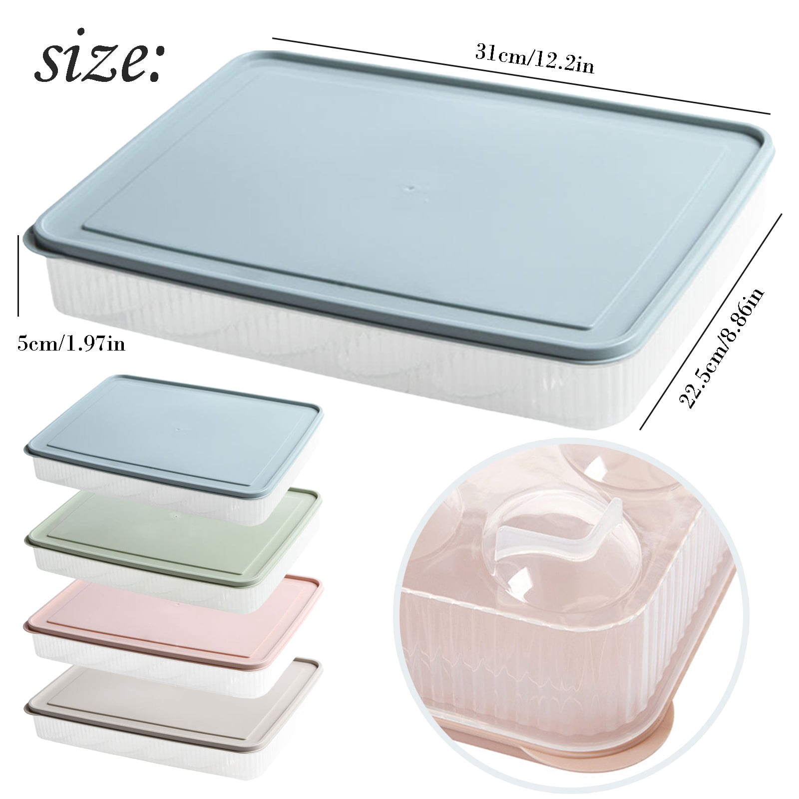 CSSJKYJ 1PC Egg Containers With Lid Portable Storage Egg Holder Stackable Plastic Egg Tray for Kitchen Fridge Keep Fresh 11.81x9.06x2.24 Inch,Beige