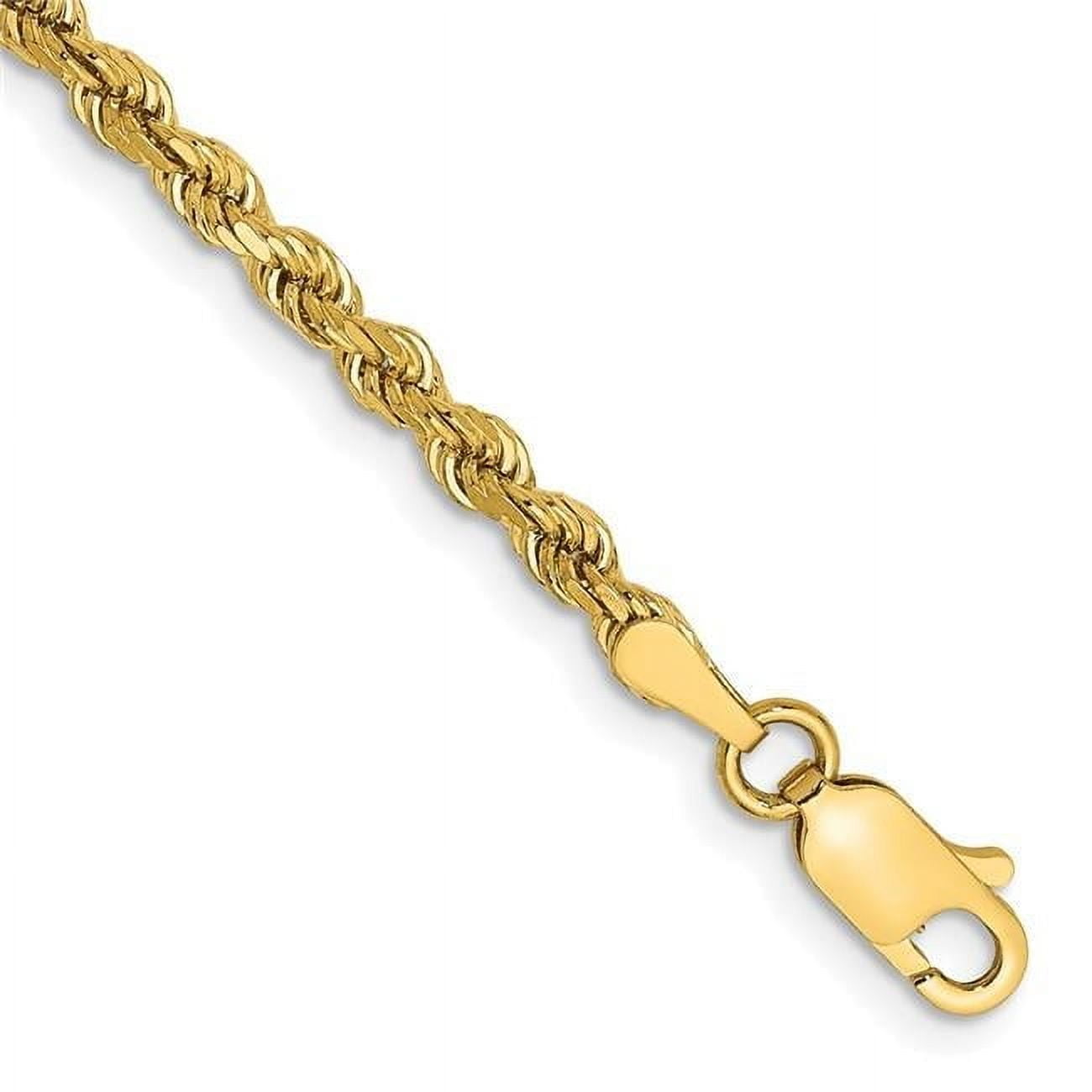 Primal Gold 14 Karat Yellow Gold 2.75mm Diamond-cut Rope with Lobster Clasp Chain Anklet