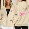 thumbnail image 2 of Zip Up Hoodie Women Lightweight Travel Pullover Fit Women's Zip Up Hoodie Pullover Cancer Awareness Month Long Sleeve Pocket Drawstring Casual Sweatshirt For Everyday Wear, 2 of 6