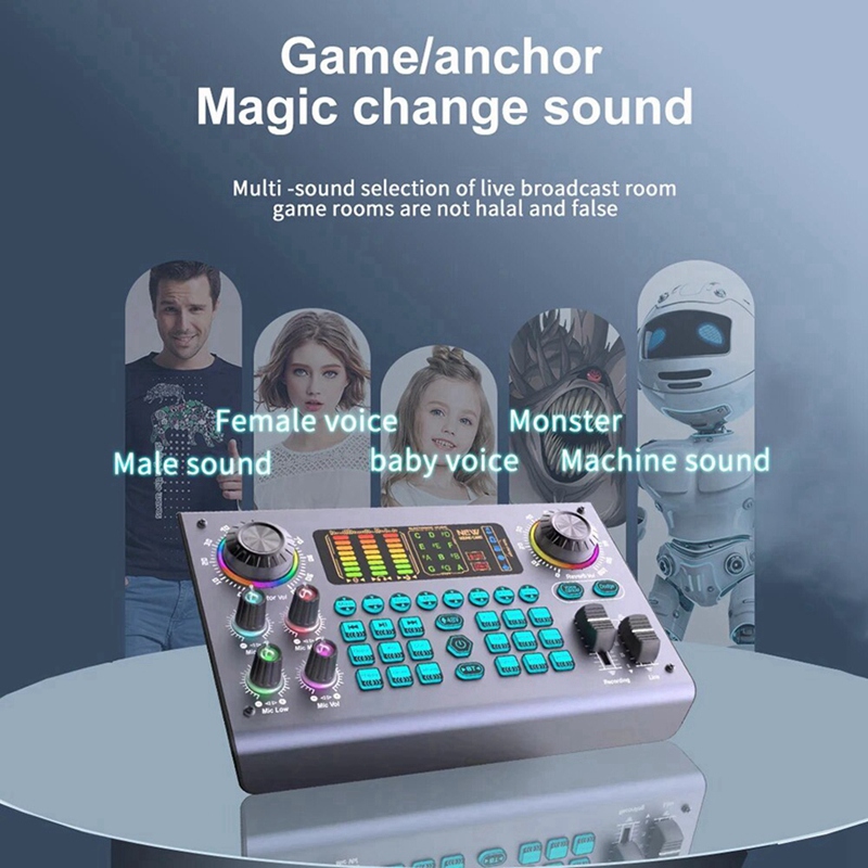 Professional Podcast Live Sound Card DJ Mixer Audio Mixer Equipment for PC Recording Singing Streaming Gaming