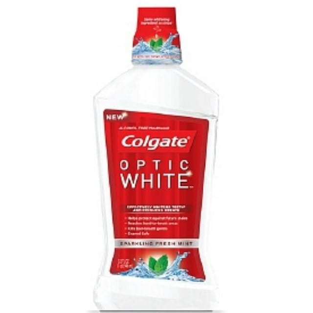 Colgate Optic White Mouthwash, Sparkling Fresh Mint 16 oz (Pack of 2)