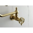 thumbnail image 2 of Kingston Brass KS2107RKZ Wendell Wall Mount Pot Filler Faucet with Knurled Handle, Brushed Brass, 2 of 7