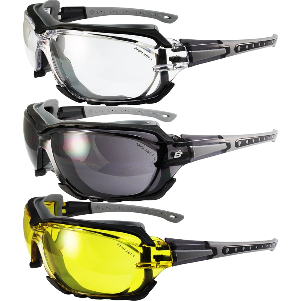 Birdz Eyewear Canopy Motorcycle Sunglasses – ANSI Z87.1, Foam Padded, Converts To Goggles, Anti-Fog Clear & Yellow Lenses - View #10