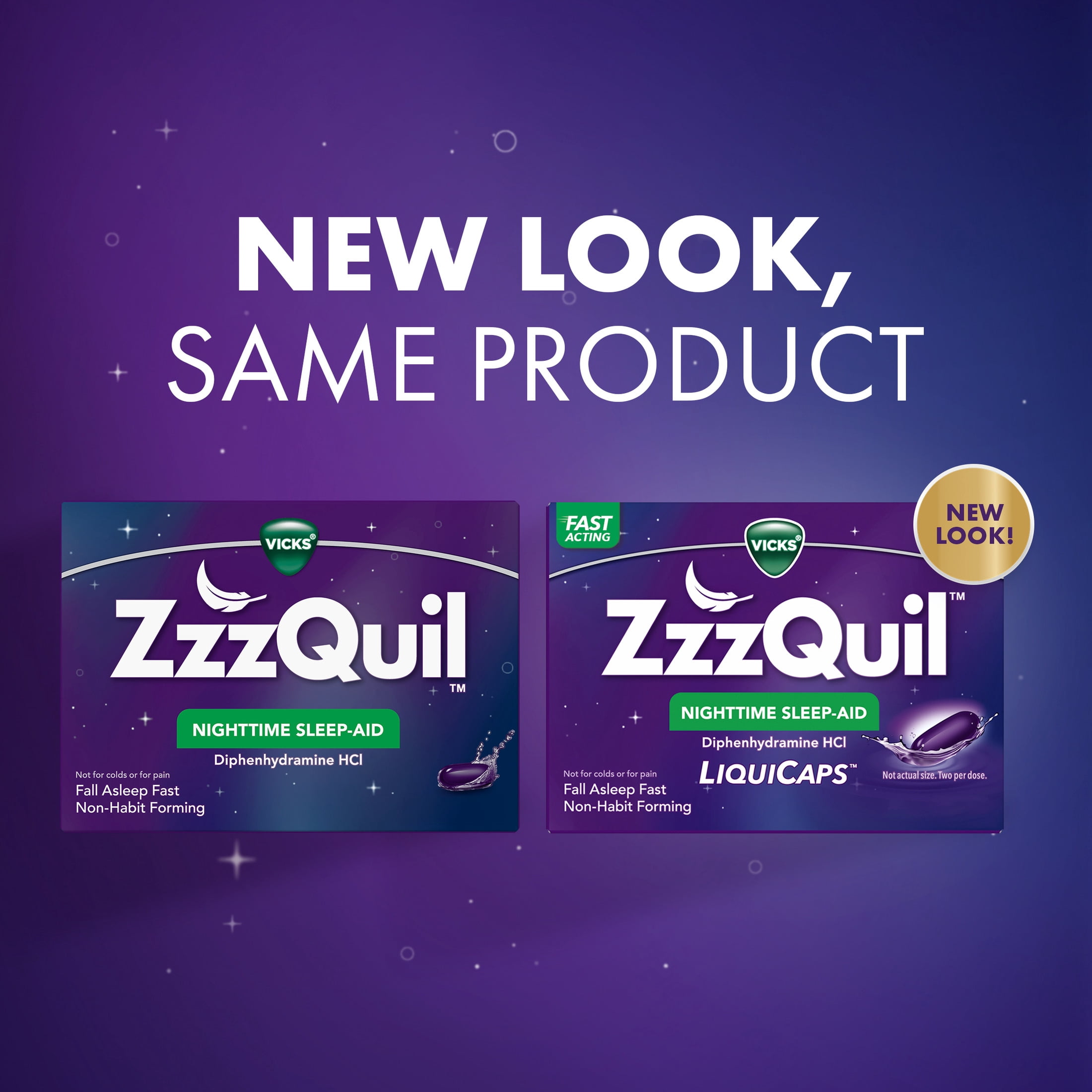(2 pack) ZzzQuil LiquiCap Sleep Aid, Diphenhydramine 25mg HCl, 48 LiquiCaps