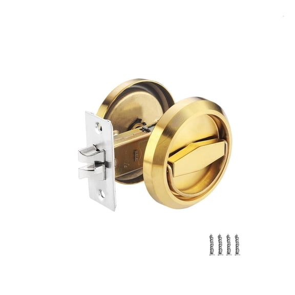 SDFGTstore Double Sided Safety Door Locks Stainless Steel Round Recessed Pocket Door Handle