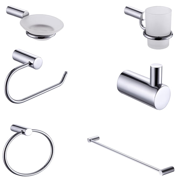 Juego De 6 Accesorios Para Baño Alfa Acero Inoxidable Cromado De Lujo Sunlight