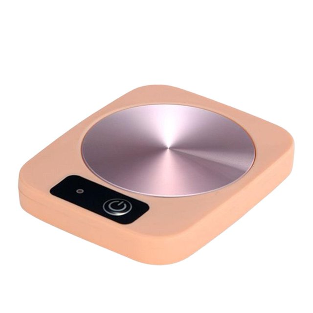 Calentador de tazas de café, posavasos portátil con carga USB, tazas de cerámica multifunción duraderas, calentador de tazas de metal, rosa