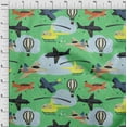thumbnail image 4 of oneOone Silk Tabby Light Green Fabric Airplane Nursery Kids Sewing Material Print Fabric By The Yard 42 Inch Wide, 4 of 6