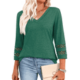 thumbnail image 1 of Blusas Elegantes e Informales de 3/4 para Mujer, Camisetas de Cuello en V A , Ropa de Verano 2025. Verde Oscuro S, 1 of 7