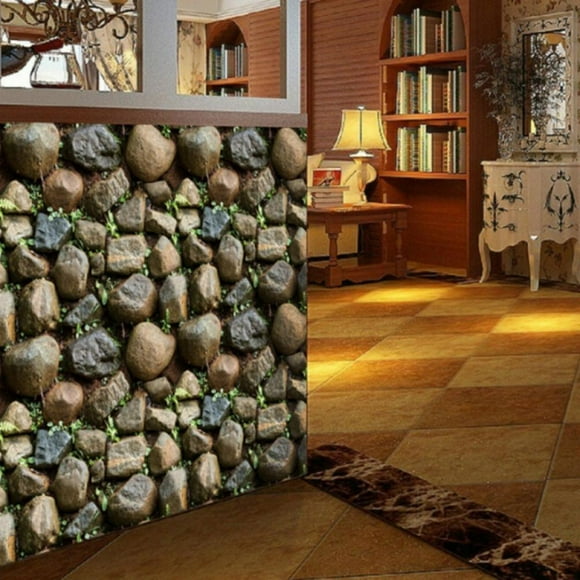 17.7"x39.3" Stone Brick Wallpaper Stick On Self-Adhesive Peel and Stick Backsplash Wall Panel Removable Home Decoratio