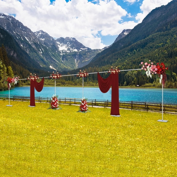 Heavy Duty Telescopic Backdrop Stand, 10FT X 50FT Adjustable Wedding Backdrop Frame Kit with 6 Bases, 44lbs Load-Bearing for Party, Photo Booth, Wedding, Birthday Decoration