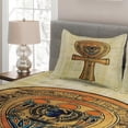 thumbnail image 2 of Ambesonne Egyptian Quilted Coverlet 3 Pcs, Antique Culture Sign, Queen Size, Cream Orange, 2 of 3
