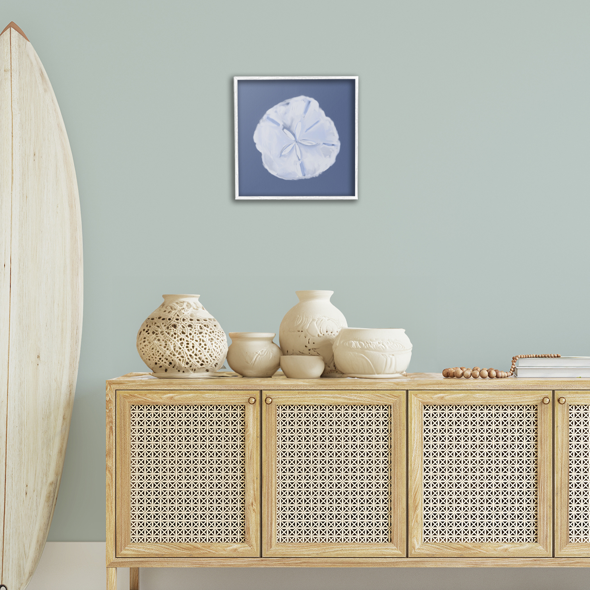 Stupell Industries Blue Nova Sand Dollar Animals & Insects Painting White Framed Art Print Wall Art, 17 x 17