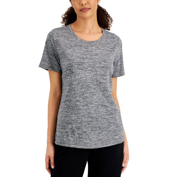 Karen Scott Womens Space Dyed Top Deep Black S