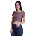thumbnail image 3 of Moomaya Boat Neck Zipper Top Short Sleeve Viscose Jersey Crop Tops For Women, 3 of 5