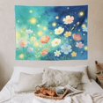 thumbnail image 6 of Watercolor Night Glow Wildflower Tapestry, Teal-to-Navy Blue Gradient Background Art Tapestry, Aesthetic Whimsical Decor for Bedroom Living Room, 40x30in, 6 of 7
