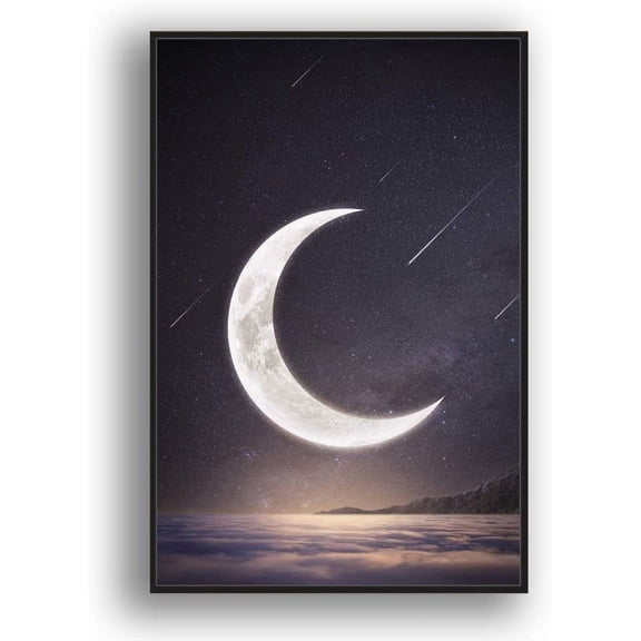 IDEA4WALL Framed Canvas Wall Art for Living Room, Bedroom Moon with Bright Canvas Prints for Modern Home Decoration Ready to Hang