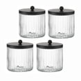 thumbnail image 1 of KMwares Juego de 4 dispensadores de vidrio Qtip para hisopos de bolas de algodón, almohadillas redondas, púas de hilo dental, organización de almacenamiento de recipientes de baño y organizador de maq, 1 of 1