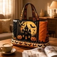 thumbnail image 3 of Digital Printed Halloween Large Capacity Handbag, Horror Spooky Fashion Style Shoulder Purse, Trendy Daily Carry Bag for Women Holiday Travel Outdoor Party Outfit Matching, 3 of 7