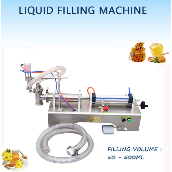 INTBUYING Liquid Filling Machine 50-500ml Stainless Steel Piston Filler Dispenser for Water Coffee Drink Perfume