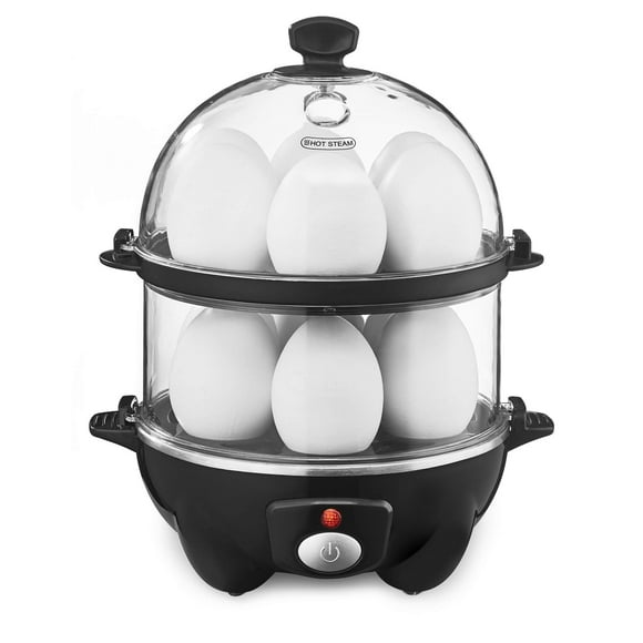 Cocedor de huevos BELLA de doble nivel para hacer huevos Rapid Maker & Poacher, color negro