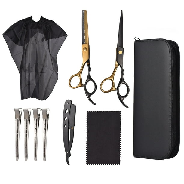 10PCS Juego de tijeras de peluquería Juego de tijeras de corte de cabello Adelgazamiento del cabello Labymos conjunto de peluquero