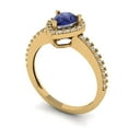 thumbnail image 2 of 0.755 ct Pear Cut Simulated Tanzanite Solitaire with Simulated Diamond Accents 18K Yellow Gold Womens Engagement Ring, 2 of 5