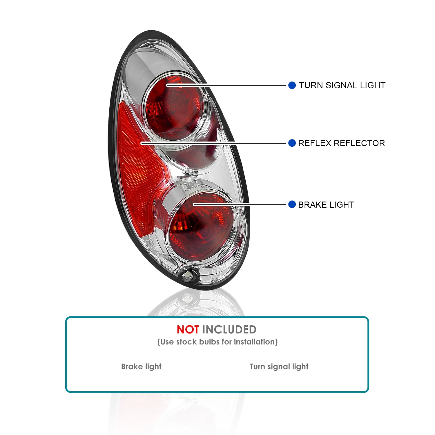 Spec-D Tuning Chrome Housing Clear Lens Tail Lights Compatible with 2001-2005 Chrysler PT Cruiser, Left + Right Pair Assembly