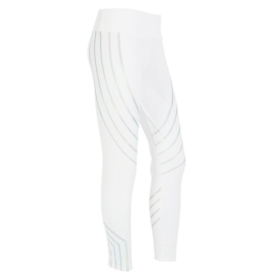 Women's White Fitness Leggings - Long Yoga Tights for Running, Compression Workout Pants, Size L