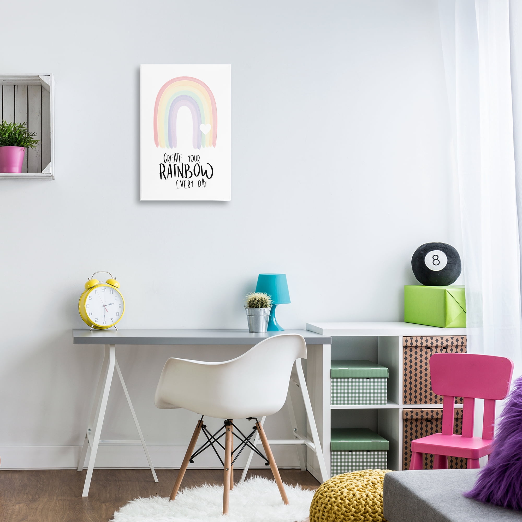 Stupell Industries Create Your Rainbow Text & Numbers Painting Wrapped Canvas Art Print Wall Art, 16 x 24