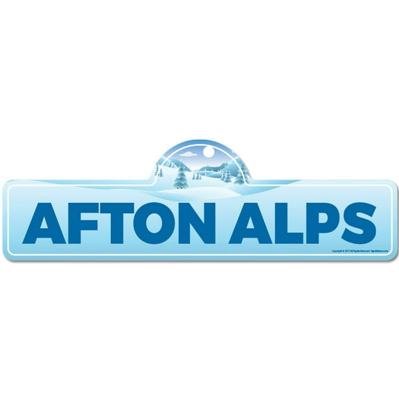 Afton Alps Street Sign | Indoor/Outdoor | Skiing Skier Snowboarder Décor for Ski Lodge Cabin Mountian House | SignMission personalized gift