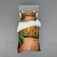 thumbnail image 1 of Ambesonne Nature Bedding Set 3 Pcs, Autumn Forest Trees Fall, Twin XL, Hunter Green Marigold, 1 of 3