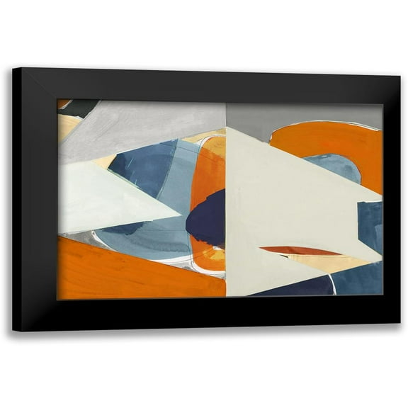 Cartissi 14x11 Black Modern Framed Museum Art Print Titled - Overlapping Shapes I