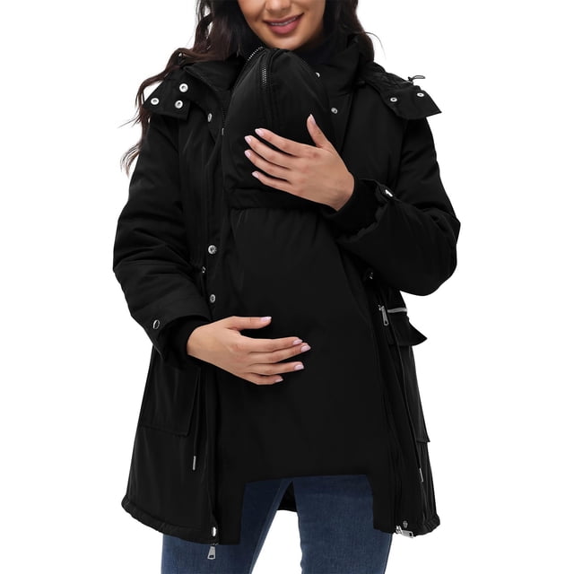 Doudoune Femme à Capuche, Parka Épaisse Matelassée Doublée Chaude avec Poches