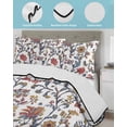 thumbnail image 4 of Boho Leaf Queen Size Down Alternative Comforter, Lightweight Comforter Quilt Bedding Set with Pillow Shams Orange Red Spring Farmhouse Pastoral Tribal All Seasons Bed Comforter Duvet Insert 90"x96", 4 of 7