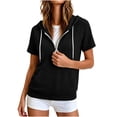 thumbnail image 3 of Frostluinai Women's Short Sleeve Half Zipper Hoodie Casual Raglan Pullover Basic Solid Lightweight Fall Sweatshirts with Pocket S-XXL, 3 of 9