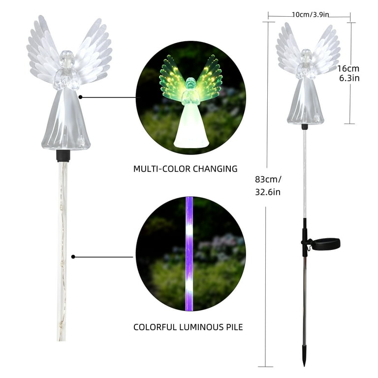 Color Changing Solar Powered Angel Lights Garden Stakes Yard Decor Set of 2 Color Changing Solar Powered Angel Lights Garden Stakes Yard Decor Set of 2
