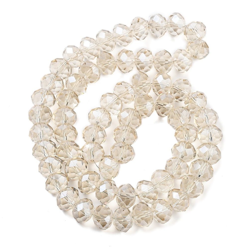 10 Strand Handmade Glass Beads Faceted Rondelle Beige 10x7mm Hole: 1mm 70~72pcs/strand